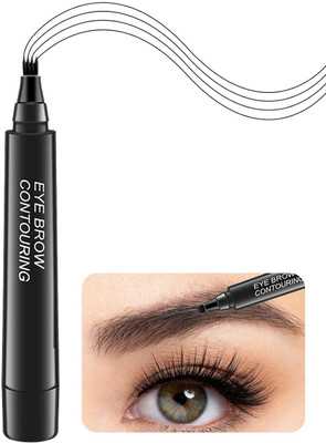 WOONGMI 4 Tip Brow Pen Pencil Waterproof Long Lasting & Natural Finish 2.5 g(BLACK)