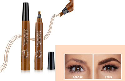 AFARAXIA Use Waterproof Eyebrow Pencil,with 4 Tip Microblading Eyebrow Pen 1 ml(Brown)