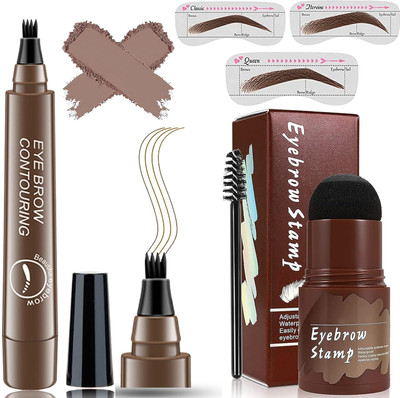 adbeni Eyebrow Pencil & Hair Stamp Kit Brow Eyebrow Kit 50 g(Dark Brown)