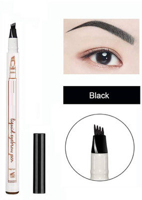 HUZURLU Eyebrow Pen 3 Head Micro-Fork Tips for Eyebrows2 1 ml(BLACK)