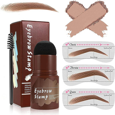 IKT Eyebrow Stamp Stencil Kit, Eyebrow Stencils with 3 Pc 120 g(Medium Brown)