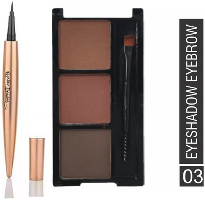 WECHARMERZ 3 Color Eyebrow Powder Cake Palette With 1 Brush & Black Eyeliner 7.2 g(Shade-3)
