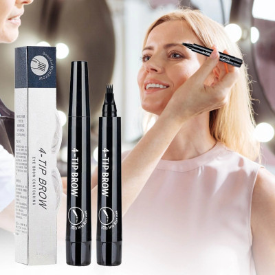 manasona 4 Tipped Precise Brow Pen Waterproof Microblading Eyebrow Pencil 1 g(BLACK)