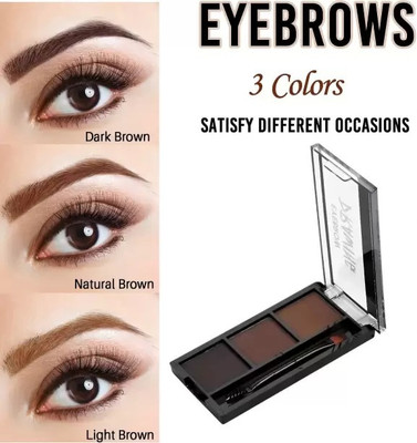 tanvi27 Waterproof 3 In 1 Black and Brown Eyebrow Powder Palette 7.2 g(MULTI COLOR)