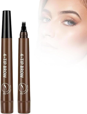 Emijun 4 Micro-Fork Tip Brow, Smudge Proof, Microblading Clear Eyebrow Pen 2.5 g(BROWN)