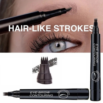 EVERERIN Eyebrow Pencil Micro 4 Point Brow Pen Waterproof Eyebrow COMBO 5 g(BLACK)