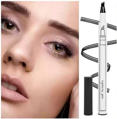 THTC Eyebrow Pen Waterproof Fork 4 Tips Tattoo Long Last Eyebrow Pencil 1 ml(Black)