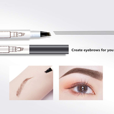 GABBU Microblading Waterproof Liquid Brow Pencil Makeup with a Micro-Fork 4 Tips(black)