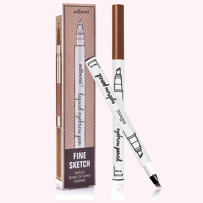 adbeni Eyebrow Pen 4-Tip Microblade, Long-Lasting, Waterproof & Smudge-Proof Eyebrow 3 g(Dark Brown)