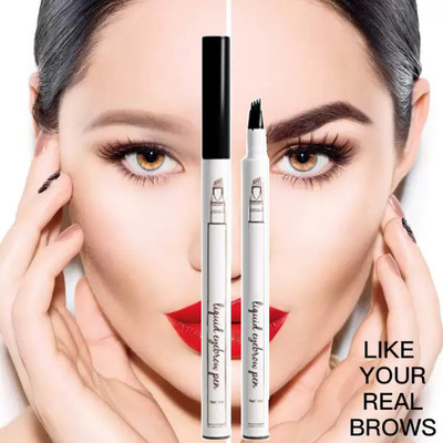 SHENY COLORS Eyebrow Liquid Makeup Pen with 4 Micro-Fork Tip Brow 1 ml(BLACK)