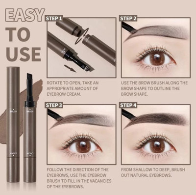 HUZURLU 2 IN1 Brow Brush Long-lasting & Waterproof Professional Eyebrow Brush 1.8 g(Drack brown)