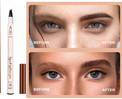 HUZURLU Tattoo Eyebrow Pen,Waterproof Microblading Eyebrow Micro Fork Tip Applicator-03 1 ml(brown)