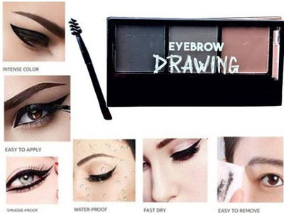 KAIASHA Eyebrow Powder Cake with brush Brow Palette Waterproof 3 in 1 10 g(MULTICOLOR)