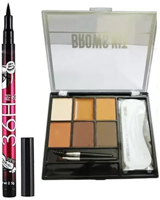 Thristygirl Professional Eyebrow Cream & Colour Brows kit Palette And Black Eyeliner 9.5 g(Multicolor)