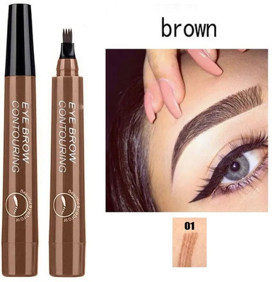 HUZURLU 4 Point Eyebrow Pencil Makeup Long Lasting-Combo 1 ml(brown)