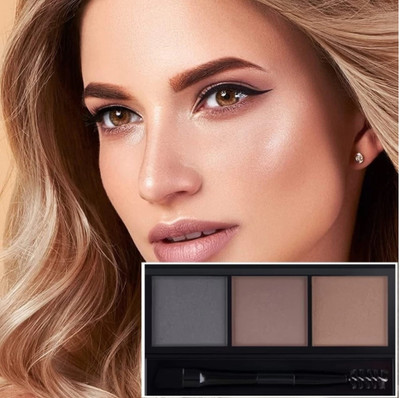 EVERERIN Eyebrow Drawing Palette 3 Shades With 1 Brush, Ultimate Brow Kit to Shape 9 g(MULTI COLOR)
