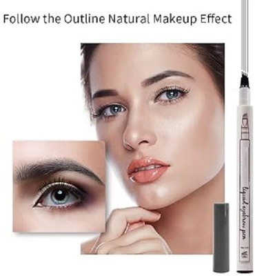 HUZURLU Microblading Waterproof Liquid Brow Pencil Makeup with a Micro-Fork 1 ml(BLACK)