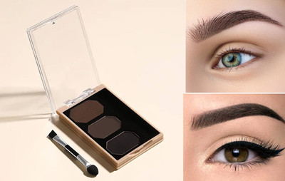 HUZURLU 3 in 1 Eyebrow Drawing Palette With 1 Brush 9 g(multicolor)