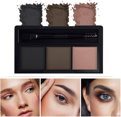 GABBU 3 In 1 Black and Brown Eyebrow Powder Palette(MULTICOLORS)