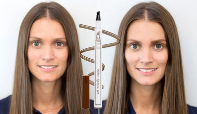 Sheny SUPER Eyebrow Pen with a 4 Micro-Fork Tip Creates Flawless Natural Looking 1 ml(brown)
