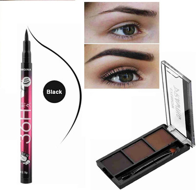 alku Eyebrow Enhancer Eyebrow Palette And Waterproof 36H Eyeliner 10 g(Multicolor)