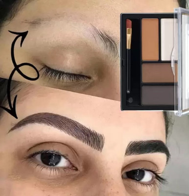 HUZURLU 4 Color eyebrow powder cake Palette With Brush 8 g(MULTICOLOR)