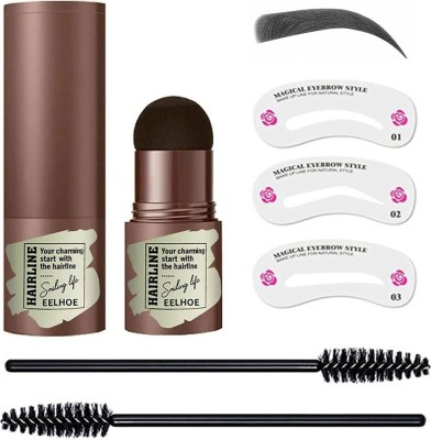 FOZZBY Girl BEAUTY One Step Hair Liner+Eyebrow StamperKitwith Stencil and Eyebrow Brush 6 g(One Step Brow Stamp Makeup Powder, Reusable Eyebrow Stencils Shape)