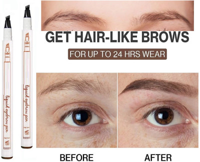 HUZURLU Tattoo Eyebrow Pen,Waterproof Microblading Eyebrow Micro Fork Tip Applicator-07 2 ml(brown)