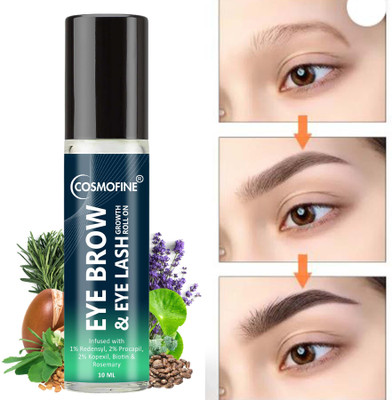 cosmofine Eye Brow and Eye Lash Growth Serum Roll on 10 ml(Transparent)