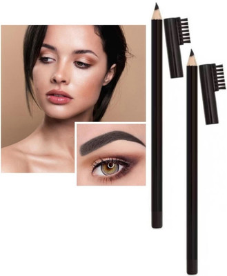 REIMICHI Eyebrow Pencil 2 Packs, Waterproof Smudge-Proof Brow Pencil with Brow Brush 4 g(BLACK)