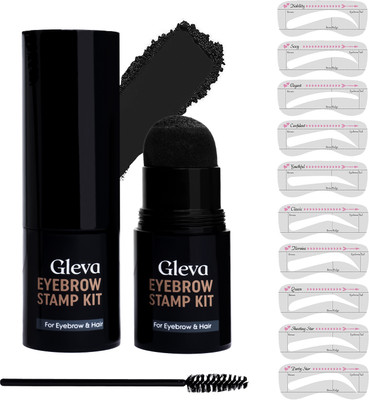 Gleva Eyebrow Stamp & Eyebrow Stencil Kit - Vegan Eyebrow Stamp Powder 2 g(Black)