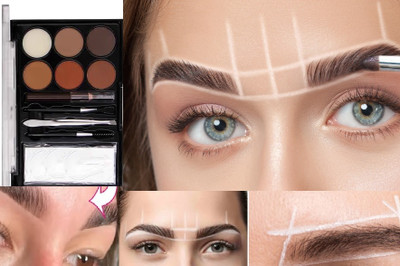 Jiwoo Eye makeup 3 In 1 Black and Brown Eyebrow Powder Palette 8 g(multi color)