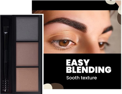 HUZURLU Best 3 Shades Eyebrow Palette | Waterproof Eyebrow Filler with Brush 6.8 g(MULTI COLOR)