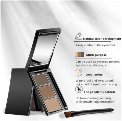 NADJA New 3 in 1 Eyebrow Powder With Brush, Multi color 7.2 g(MULTI COLOR)