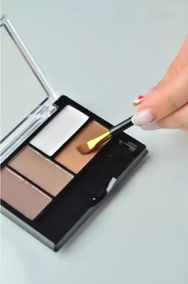 HUZURLU Eyebrow Powder Cake with brush Brow Palette Eyebrow Enhancer Waterproof 4 in one 8 g(MULTICOLOR)