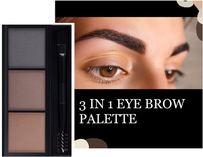 MYEONG 3 in 1 Use Instant Eyebrow Powder Cake Palette With Brush Long Lasting 7.2 g(MULTI COLOR)
