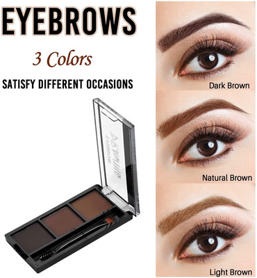BLUEMERMAID Waterproof Non-Transfer Smudge proof Eyebrow Palette 3 Shades With 1 Brush 7.2 g(MULTI COLOR)