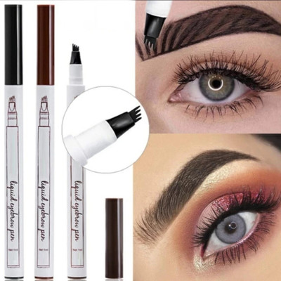 Latixmat 4 Micro-Fork Eyebrow Pen Applicator Creates Flawless Natural Looking Brows 2 ml(Black, Brown)