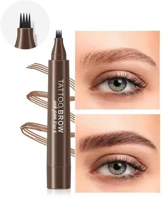 MYEONG 4 Micro-Fork Eyebrow Pen Applicator Creates Flawless Brown Color Looking Brows 2.5 g(Brown)