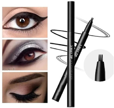 Latixmat 3 Tip Liquid Eyeliner Waterproof Multi Purpose Liner Pen 1 ml(Black)