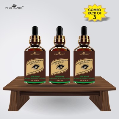 PARK DANIEL Eyebrow & Eyelashes Growth Oil-Enriched with Natural Ingredients Combo pack of 3 Bottles of 30 ml(90 ml) 90 ml(Clear - GLS01)