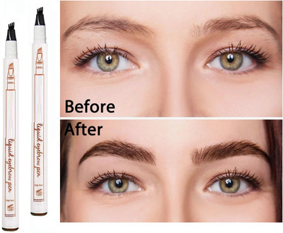 HUZURLU Tattoo Eyebrow Pen,Waterproof Microblading Eyebrow Micro Fork Tip Applicator-06 2 ml(brown)
