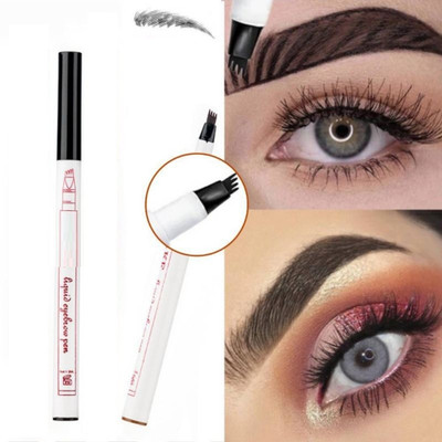 HUZURLU Eyebrow Pen 3 Head Micro-Fork Tips for Eyebrows4 1 ml(BLACK)