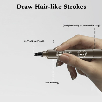 nn Eyebrow Pen 4 Micro-Fork Tip Applicator, Long-lasting Waterproof Smudgeproof 2.6 g(Brown)