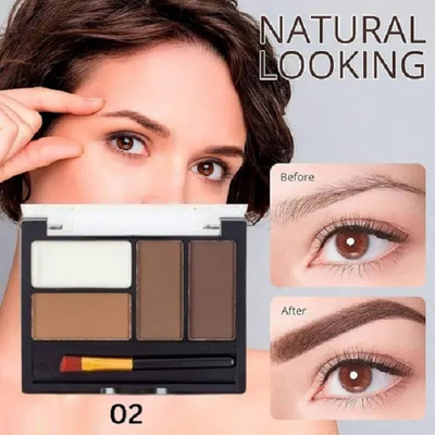 HUZURLU Eyebrow Powder with brush Palette Eyebrow Waterproof 4 in 1 8 g(SHADE 002)