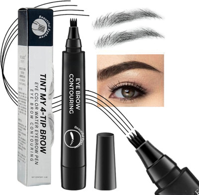 QERINKLE Waterproof Eyebrow Filler Pen Black Smudge Proof, Natural Long Lasting Finish 1.5 g(BLACK)