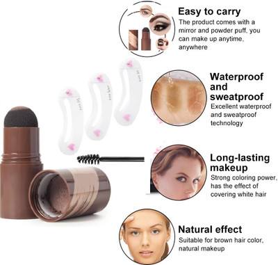 KAIASHA Eyebrow Stamp 3 Eyebrow Stamp Stencils Kit and 1 Eyebrow Brush 10 g(BROWN)
