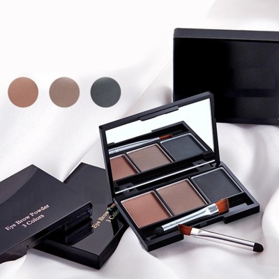 winry 3 In 1 Black and Brown Eyebrow Powder Palette and Eye Brush 10 g(MULTICOLOR)