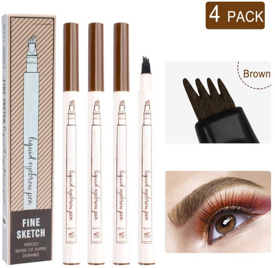 CATERINACHIARA Brow Pen with EyebrowTattooPen,Smudgeproof Long Lasting Fine Sketch Microblading 4 ml(brown)
