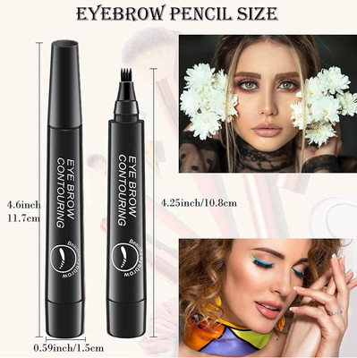 Jiwoo Microblading eyebrow shaping pen 4 micro fork tip tattoo eyeliner 1 g(BLACK)